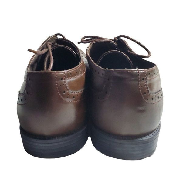 MENS WING TIP OXFORDS 11 ALPINE SWISS ZURICH  BROGUE MEDALLION DRESS SHOES - Picture 5 of 12